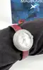 montre femme mauboussin l'heure du premier jour rayonnant mouvement à quartz, bracelet jonc en cuir bordeaux