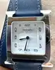 montre hermès l'heure h moyen modèle bracelet double tour en cuir bleu marine
