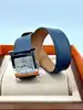 montre hermès l'heure h moyen modèle bracelet double tour en cuir bleu marine
