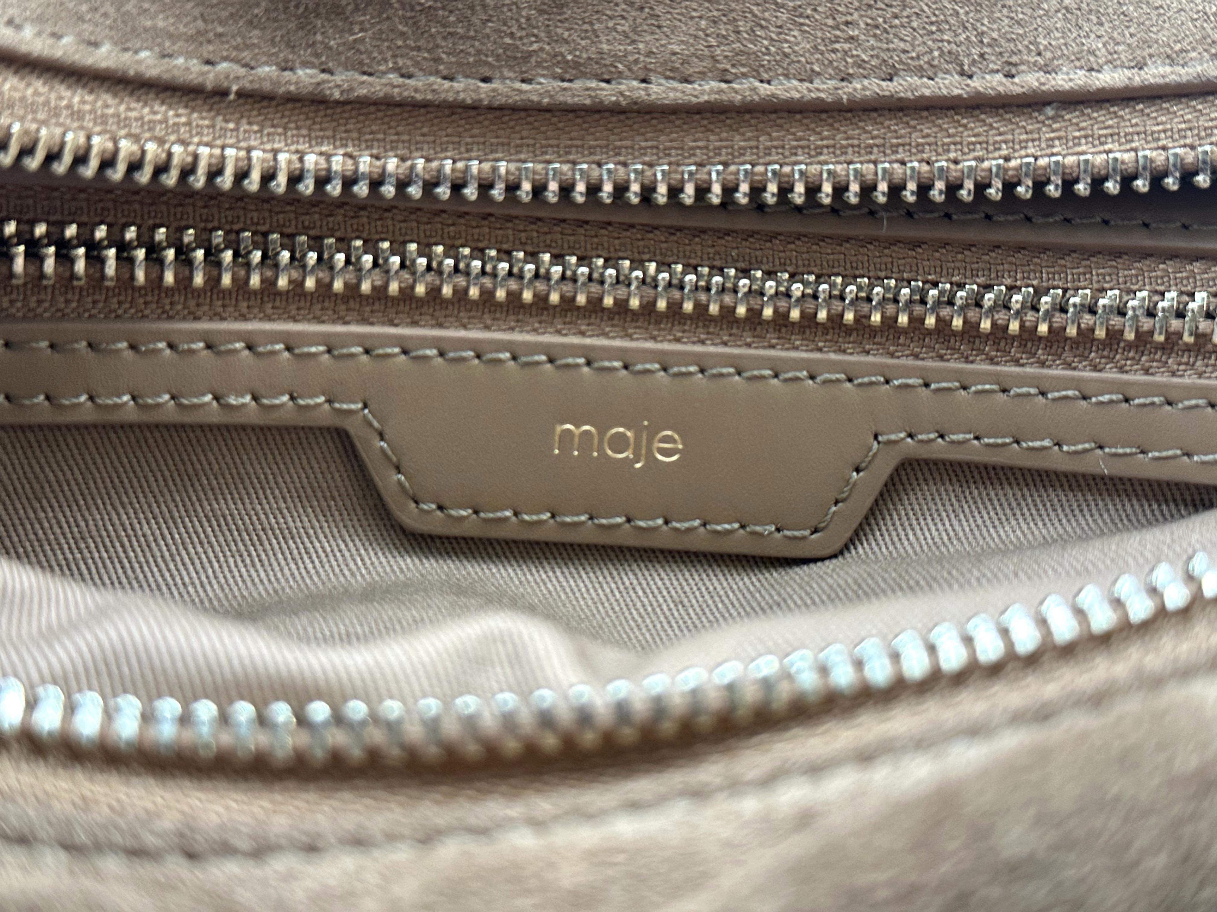 Sac Maje Miss M à franges en cuir suédé couleur camel  moyen modèle 