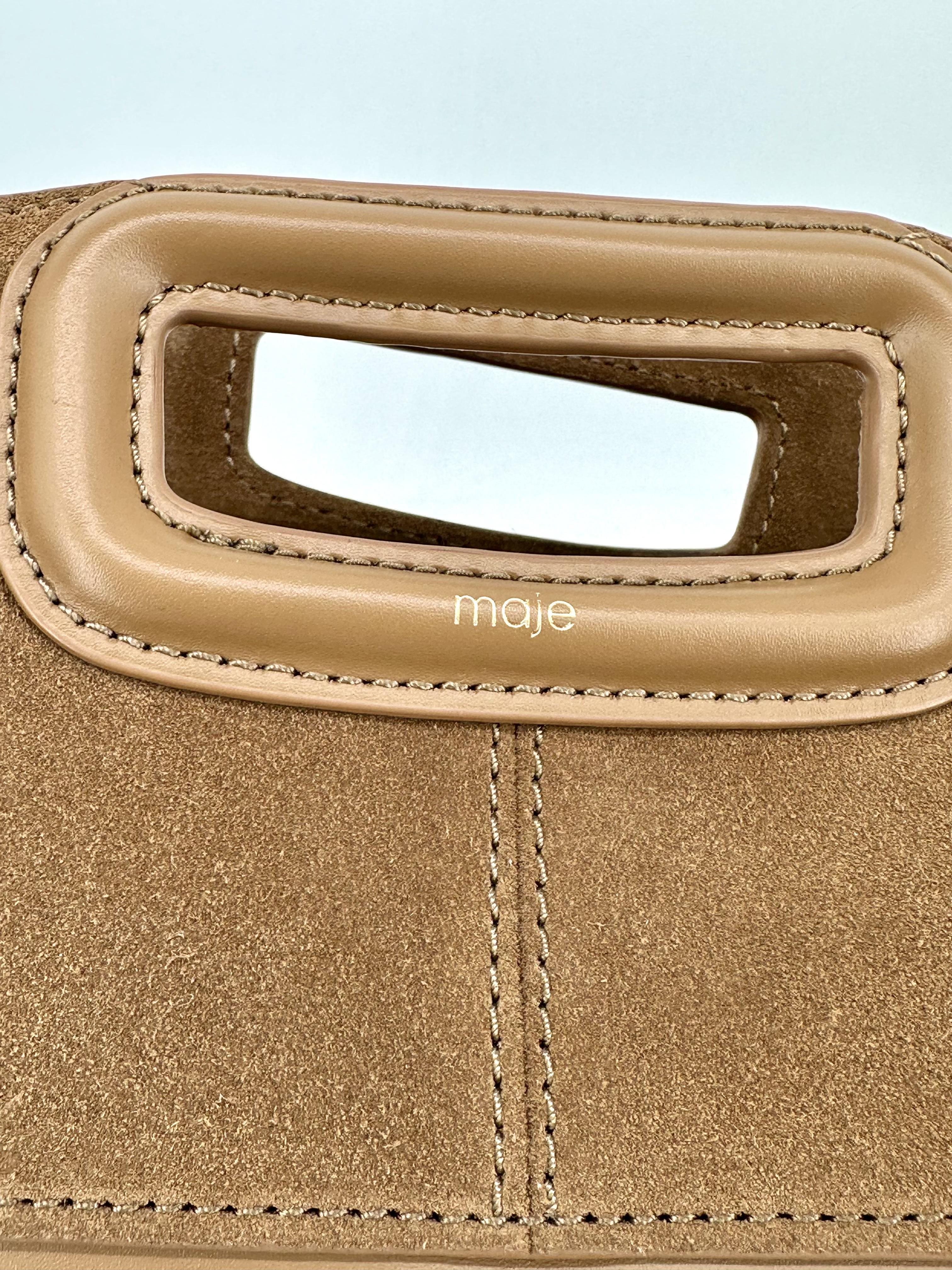 Sac Maje Miss M à franges en cuir suédé couleur camel  moyen modèle 
