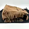 sac maje miss m à franges en cuir suédé couleur camel  moyen modèle