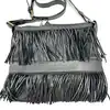 sac tote à fringes gérard darel flower en cuir noir à bandoulière