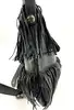 sac tote à fringes gérard darel flower en cuir noir à bandoulière