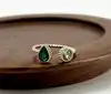 20013550 bague ouverte toi et moi sertie d'oxydes verts t56
