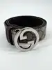 ceinture gucci gg supreme en toile et cuir avec boucle interlocking g argentée taille 100