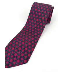 cravate hermès vintage en soie imprimée noeuds marins rose fuchsia et bleu