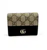 portefeuille gucci bicolore gg marmont en cuir noir et toile beige