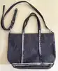 sac cabas vanessa bruno zippé anthracite en toile et paillettes avec bandoulière amovible et réglable taille s