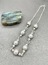 collier argent maille forçat avec grandes boules argent 925 millième (22 ct) 26,48g