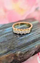 bague or demi tour américain ornées de 5 diamants d'environ 0,35ct  or 750 millième (18 ct) 2,73g