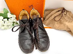 bottines hermès en cuir marron vintage