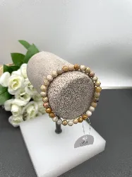 bracelet élastiqué boules en pierre jaspe d6mm