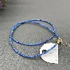 collier billes en pierre lapis lazuli d2mm et métal doré l40-46 cm