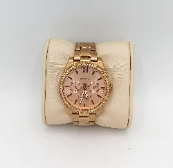 montre fossil es4315 dorée avec fond couleur or rose