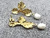 3120209 boucles d'oreilles pendantes feuille dorée avec perle synthétique acier pvd doré