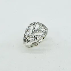 bague argent feuille oxydes de zironium argent 925 millième (22 ct) 2,02g