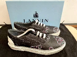 baskets lanvin en cuir noir à motifs bulles