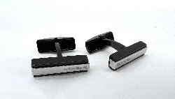 boutons de manchette montblanc en acier noirs et argentés