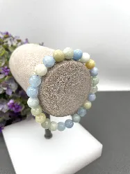 brpi bracelet élastiqué en pierre aigue marine d8 mm