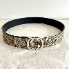 ceinture gucci en toile gg et cuir noir avec boucle gg enlacés en métal argenté