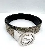 ceinture gucci en toile gg et cuir noir avec boucle gg enlacési en métal argenté