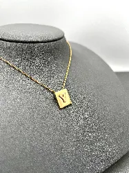 collier celine alphabet y en laiton doré