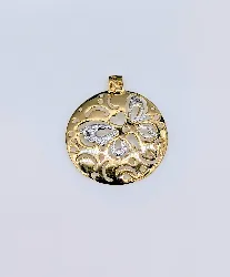 pendentif rond avec motif papillon ajouré orné de 2 petits diamants or 750 millième (18 ct) 1,49g