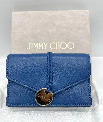 porte cartes jimmy choo bria en cuir bleu jean