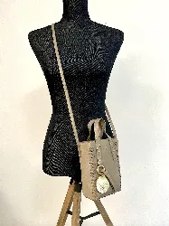 sac à bandoulière see by chloé tilda cabas mini en cuir gris / taupe