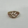 31397 bague pl-or motif feuille ornée d'oxydes t60