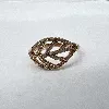 31397 bague pl-or motif feuille ornée d'oxydes t60