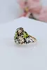 bague cocktail sertie des quartz bleus, quartz champagne et peridots or 375 millième (9 ct) 3,93g