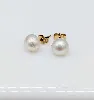 boucle d'oreilles puces chacune ornée d'une demie perle or 750 millième (18 ct) 1,31g