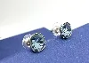 boucles d'oreilles/clous d'oreilles swarovski en cristal bleu taillé coussin