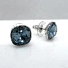 boucles d'oreilles/clous d'oreilles swarovski en cristal bleu taillé coussin