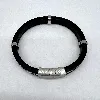 brac bracelet en cuir noir orné de chaîne en acier l21 cm