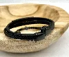 brac bracelet en cuir noir tressé, oeil de tigre et onyx d4mm, fermoir en acier noir l21 cm