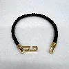 brac bracelet fine en cuir noir tressé et fermoir en acier doré l21 cm
