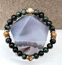 bracpi bracelet élstique en pierre jaspe kambaba, jaspe paysage et acier d8mm