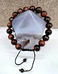 brpi bracelet cordon noir reglable avec pierre oeil de taureau d10 mm