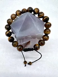 brpi bracelet cordon noir reglable avec pierre oeil de tigre d10 mm