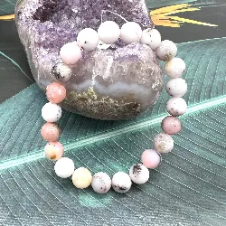brpi bracelet élastiqué en pierre opal rose d10mm