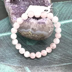 brpi bracelet élastiqué en pierre quartz rose d8mm