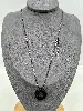 collier argent agatha pendentif cercle noir orné de strass argent 925 millième (22 ct) 5,73 g