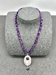 collier en amethyste et quartz rose - claude dasque argent 925 millième (22 ct) 25,48g