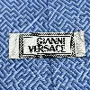cravate gianni versace 100% soie bleue à motif labyrinthe géométrique