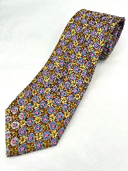 cravate leonard 100% soie à motifs coccinelles et fleurs