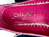 espadrilles / chaussures chanel en cuir navy logo cc couleur framboise