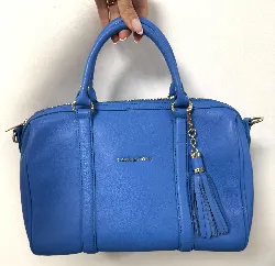 sac lancaster grand polochon mademoiselle ana en cuir bleu cyan